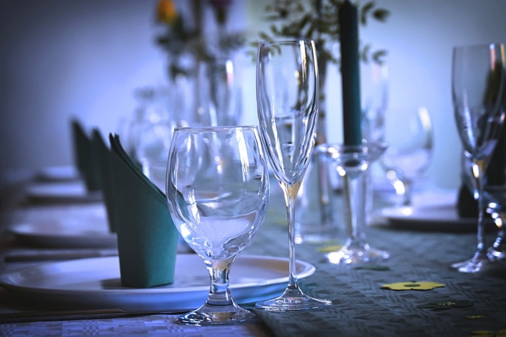 glasses on a reception table
